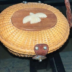 Nantucket Vintage Wicker Bag Tan/ Ivory